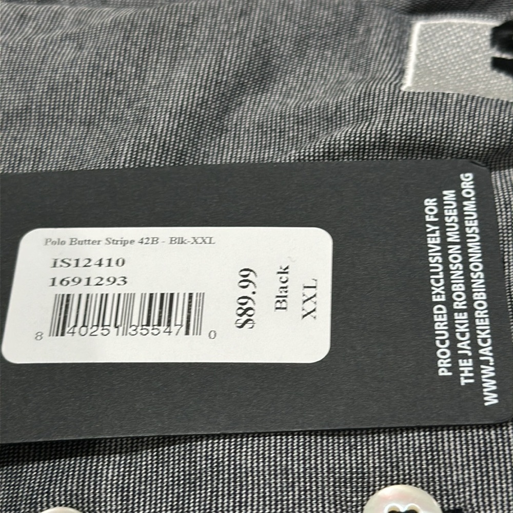 Jackie Robinson Polo Butter Stripe. BLK. XXL. NWT - Picture 5 of 5